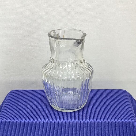 Miniature Glass Syrup Pitcher Dispenser Ribbed Design Handle For Individual Use - Picture 4 of 7